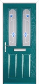 2 Panel 2 Arch Murano Composite Front Door in Turquoise Blue