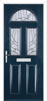 2 Panel 2 Square 1 Arch Abstract Composite Front Door in Dark Blue