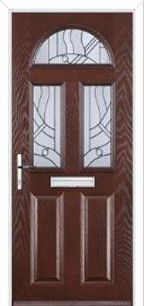 2 Panel 2 Square 1 Arch Abstract Composite Front Door in Darkwood