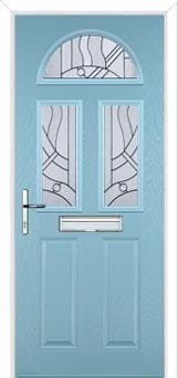 2 Panel 2 Square 1 Arch Abstract Composite Front Door in Duck Egg Blue