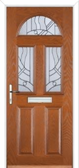 2 Panel 2 Square 1 Arch Abstract Composite Front Door in Oak