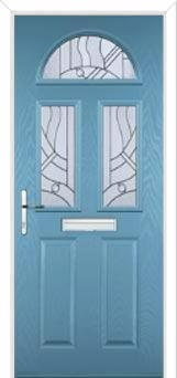 2 Panel 2 Square 1 Arch Abstract Composite Front Door in Pastel Blue