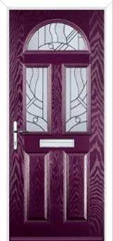 2 Panel 2 Square 1 Arch Abstract Composite Front Door in Purple Violet