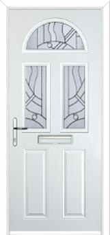 2 Panel 2 Square 1 Arch Abstract Composite Front Door in White
