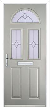 2 Panel 2 Square 1 Arch Classic Composite Front Door in Agate Grey