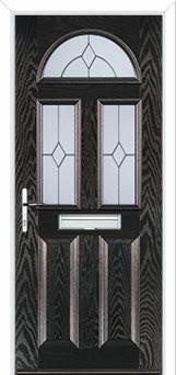 2 Panel 2 Square 1 Arch Classic Composite Front Door in Black Brown