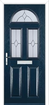 2 Panel 2 Square 1 Arch Classic Composite Front Door in Dark Blue