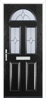 2 Panel 2 Square 1 Arch Classic Composite Front Door in Black
