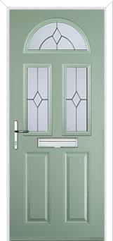 2 Panel 2 Square 1 Arch Classic Composite Front Door in Chartwell Green