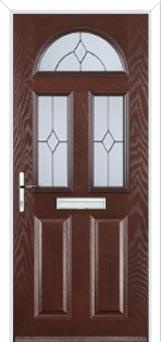 2 Panel 2 Square 1 Arch Classic Composite Front Door in Darkwood