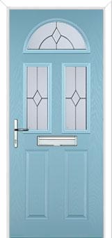 2 Panel 2 Square 1 Arch Classic Composite Front Door in Duck Egg Blue