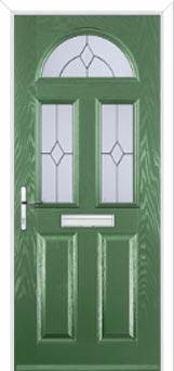 2 Panel 2 Square 1 Arch Classic Composite Front Door in Fern Green