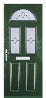 2 Panel 2 Square 1 Arch Classic Composite Front Door in Green