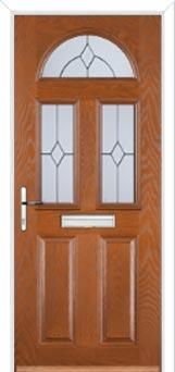 2 Panel 2 Square 1 Arch Classic Composite Front Door in Oak