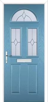 2 Panel 2 Square 1 Arch Classic Composite Front Door in Pastel Blue