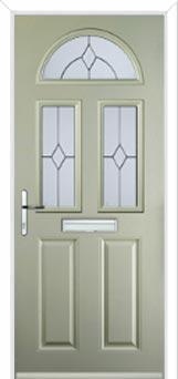 2 Panel 2 Square 1 Arch Classic Composite Front Door in Pebble Grey
