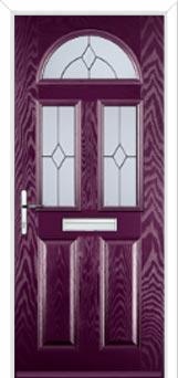 2 Panel 2 Square 1 Arch Classic Composite Front Door in Purple Violet