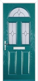 2 Panel 2 Square 1 Arch Classic Composite Front Door in Turquoise Blue
