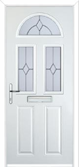 2 Panel 2 Square 1 Arch Classic Composite Front Door in White