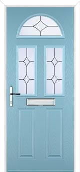 2 Panel 2 Square 1 Arch Crystal Diamond Composite Front Door in Duck Egg Blue