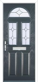 2 Panel 2 Square 1 Arch Crystal Diamond Composite Front Door in Anthracite Grey