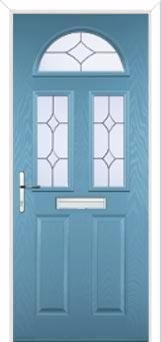 2 Panel 2 Square 1 Arch Crystal Diamond Composite Front Door in Pastel Blue