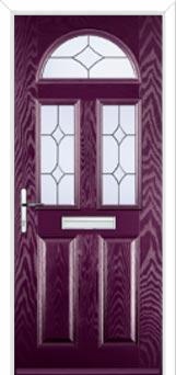 2 Panel 2 Square 1 Arch Crystal Diamond Composite Front Door in Purple Violet