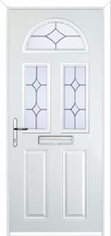 2 Panel 2 Square 1 Arch Crystal Diamond Composite Front Door in White