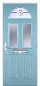 2 Panel 2 Square 1 Arch Crystal Tulip Composite Front Door in Duck Egg Blue