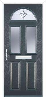 2 Panel 2 Square 1 Arch Crystal Tulip Composite Front Door in Anthracite Grey