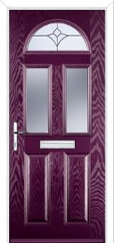 2 Panel 2 Square 1 Arch Crystal Tulip Composite Front Door in Purple Violet