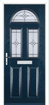 2 Panel 2 Square 1 Arch Elegance Composite Front Door in Dark Blue