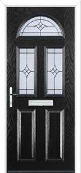 2 Panel 2 Square 1 Arch Elegance Composite Front Door in Black
