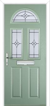 2 Panel 2 Square 1 Arch Elegance Composite Front Door in Chartwell Green