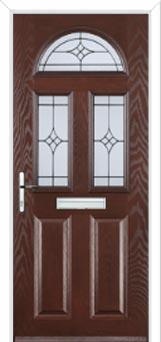 2 Panel 2 Square 1 Arch Elegance Composite Front Door in Darkwood