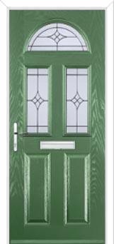 2 Panel 2 Square 1 Arch Elegance Composite Front Door in Fern Green