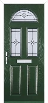 2 Panel 2 Square 1 Arch Elegance Composite Front Door in Green