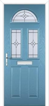 2 Panel 2 Square 1 Arch Elegance Composite Front Door in Pastel Blue