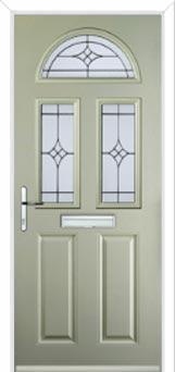 2 Panel 2 Square 1 Arch Elegance Composite Front Door in Pebble Grey