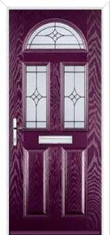 2 Panel 2 Square 1 Arch Elegance Composite Front Door in Purple Violet