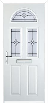 2 Panel 2 Square 1 Arch Elegance Composite Front Door in White
