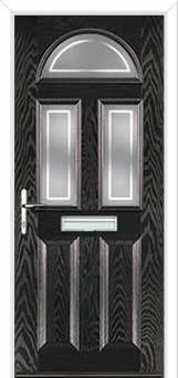 2 Panel 2 Square 1 Arch Enfield Composite Front Door in Black Brown