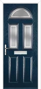 2 Panel 2 Square 1 Arch Enfield Composite Front Door in Dark Blue