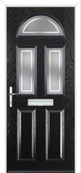 2 Panel 2 Square 1 Arch Enfield Composite Front Door in Black