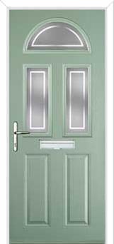 2 Panel 2 Square 1 Arch Enfield Composite Front Door in Chartwell Green