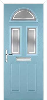 2 Panel 2 Square 1 Arch Enfield Composite Front Door in Duck Egg Blue