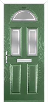 2 Panel 2 Square 1 Arch Enfield Composite Front Door in Fern Green