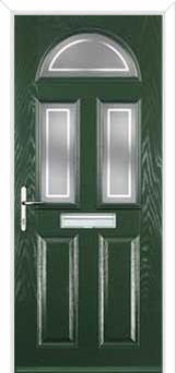 2 Panel 2 Square 1 Arch Enfield Composite Front Door in Green