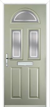 2 Panel 2 Square 1 Arch Enfield Composite Front Door in Pebble Grey