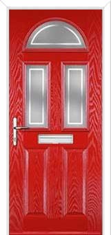 2 Panel 2 Square 1 Arch Enfield Composite Front Door in Poppy Red